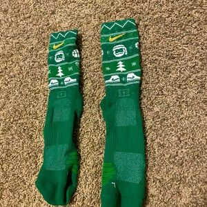 Green Nike Christmas Socks